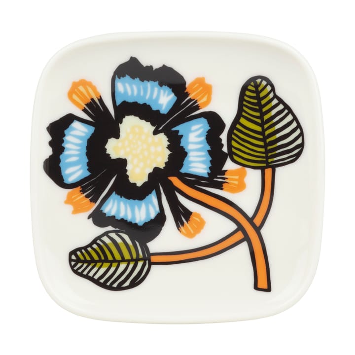 Tiara Teller 10x10 cm - White-warm orange-green - Marimekko