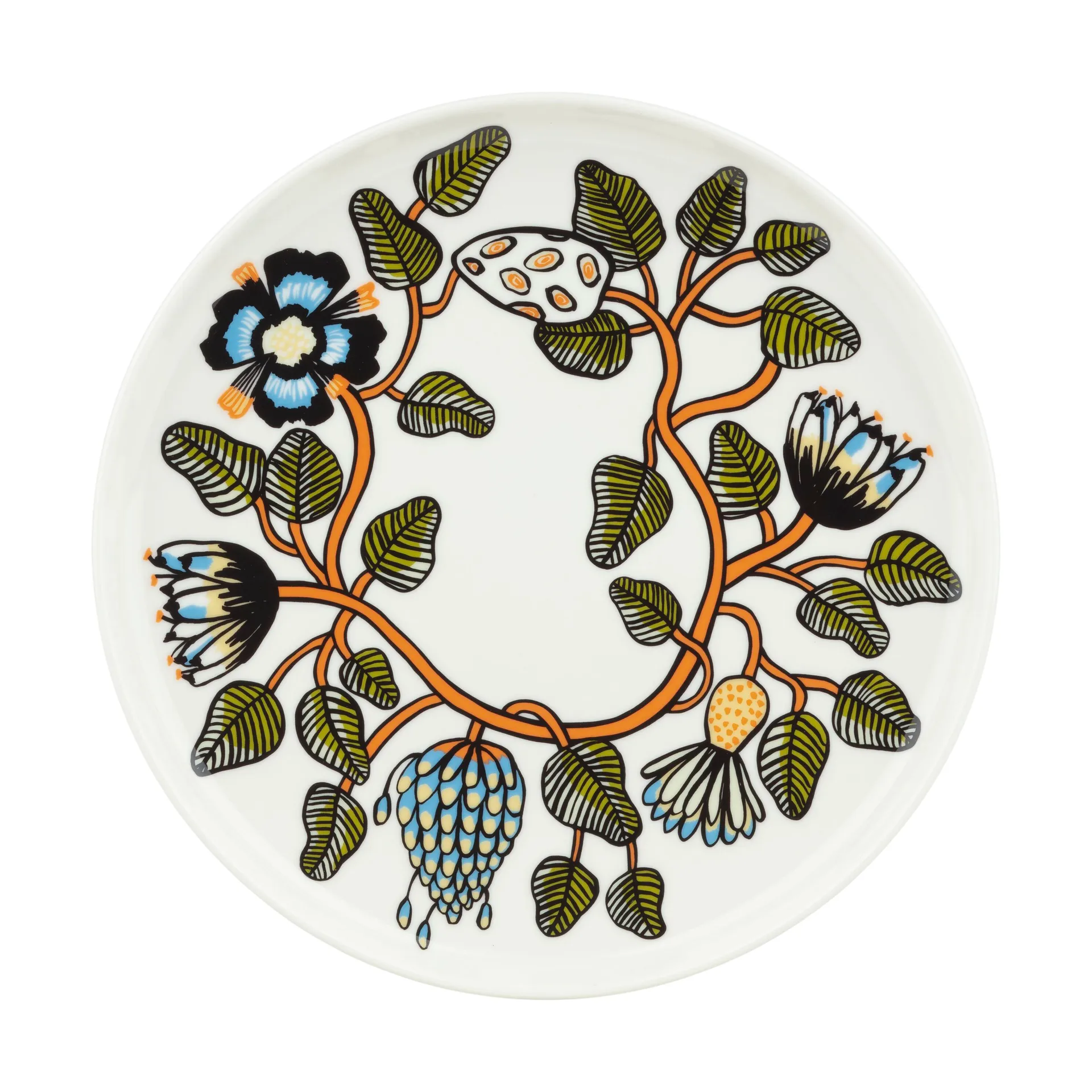 Tiara Teller Ø25 cm, White, warm orange, green Marimekko