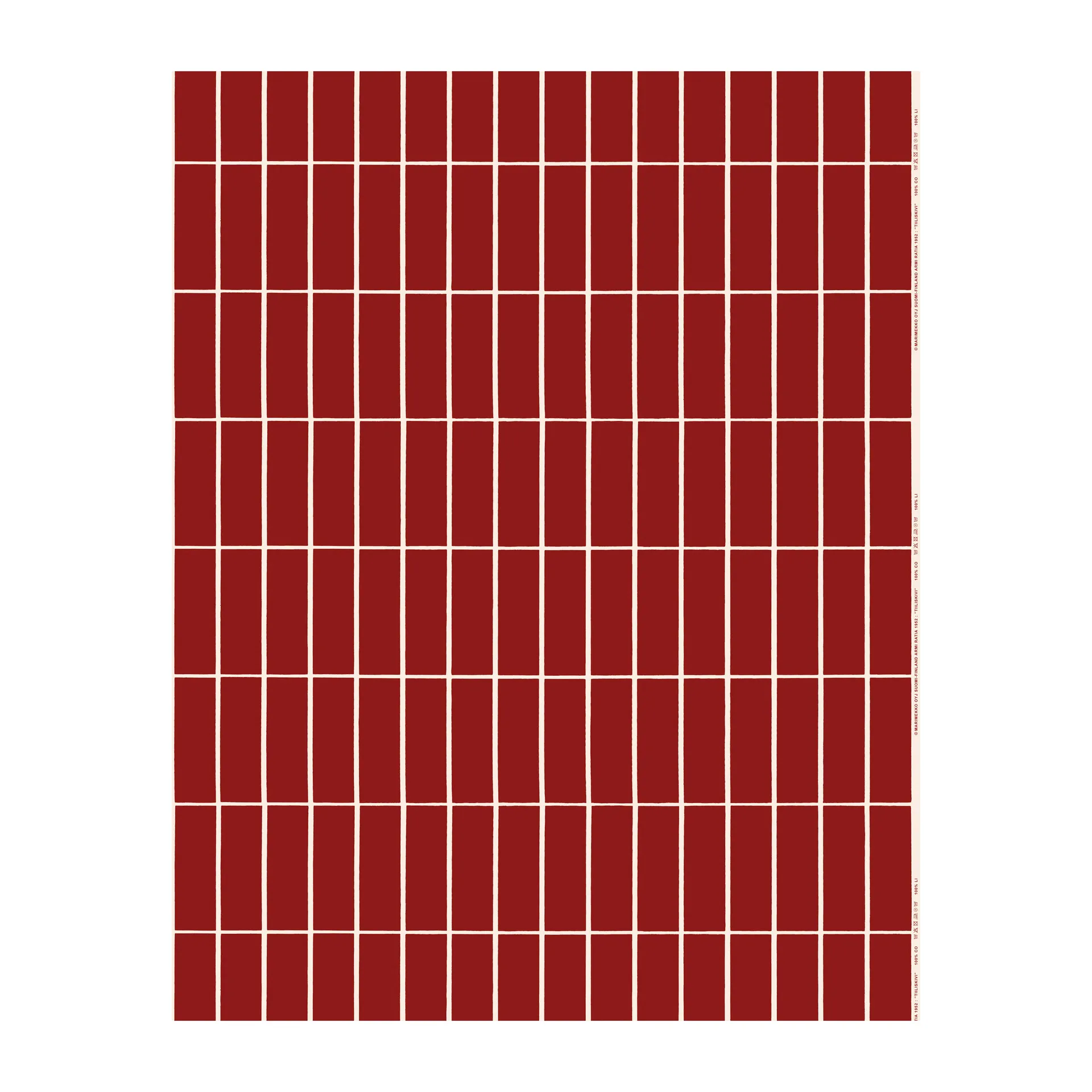 Tiiliskivi Satinstoff, Rot-Beige Marimekko