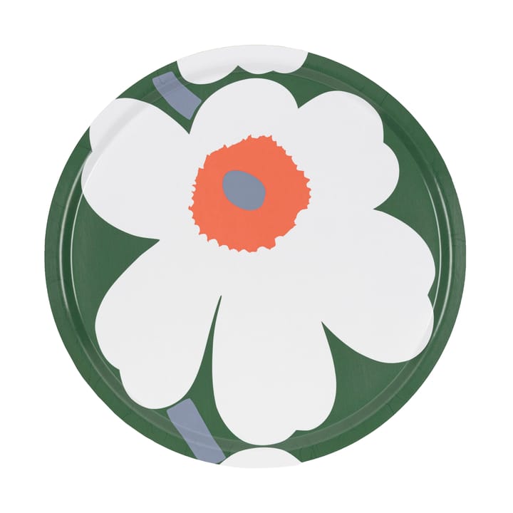 Unikko 60-Jahre Jubiläum Tablett Ø46 cm, Green-White-Orange Marimekko