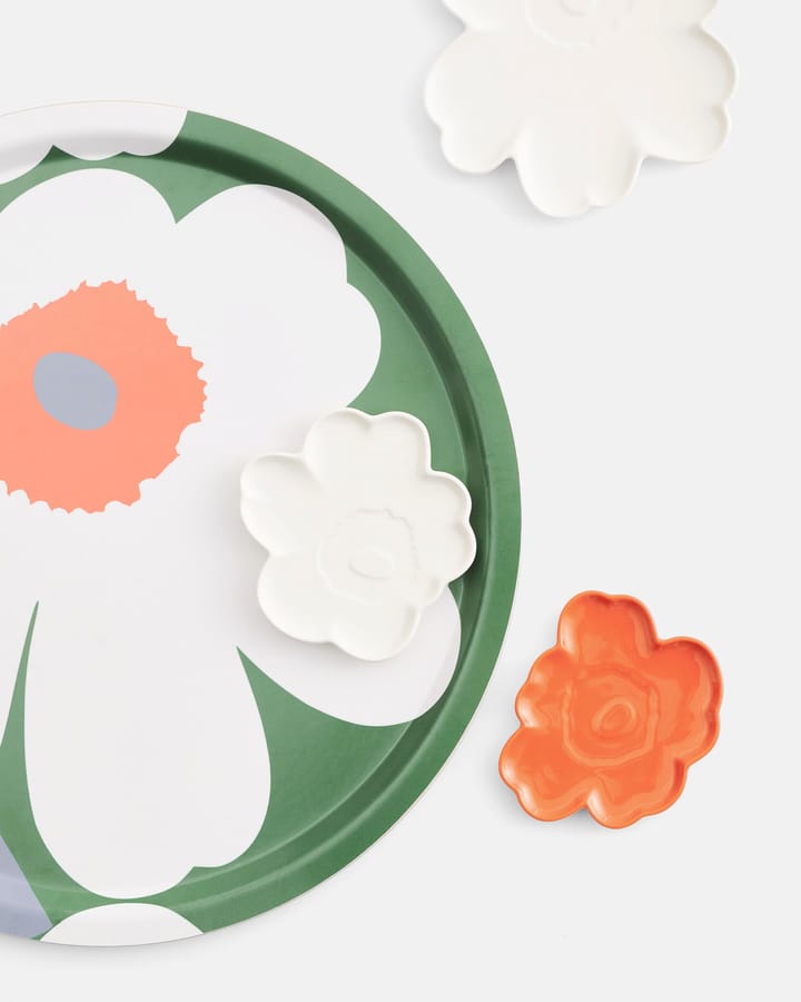 Unikko 60-Jahre Jubiläum Tablett Ø46 cm, Green-White-Orange Marimekko