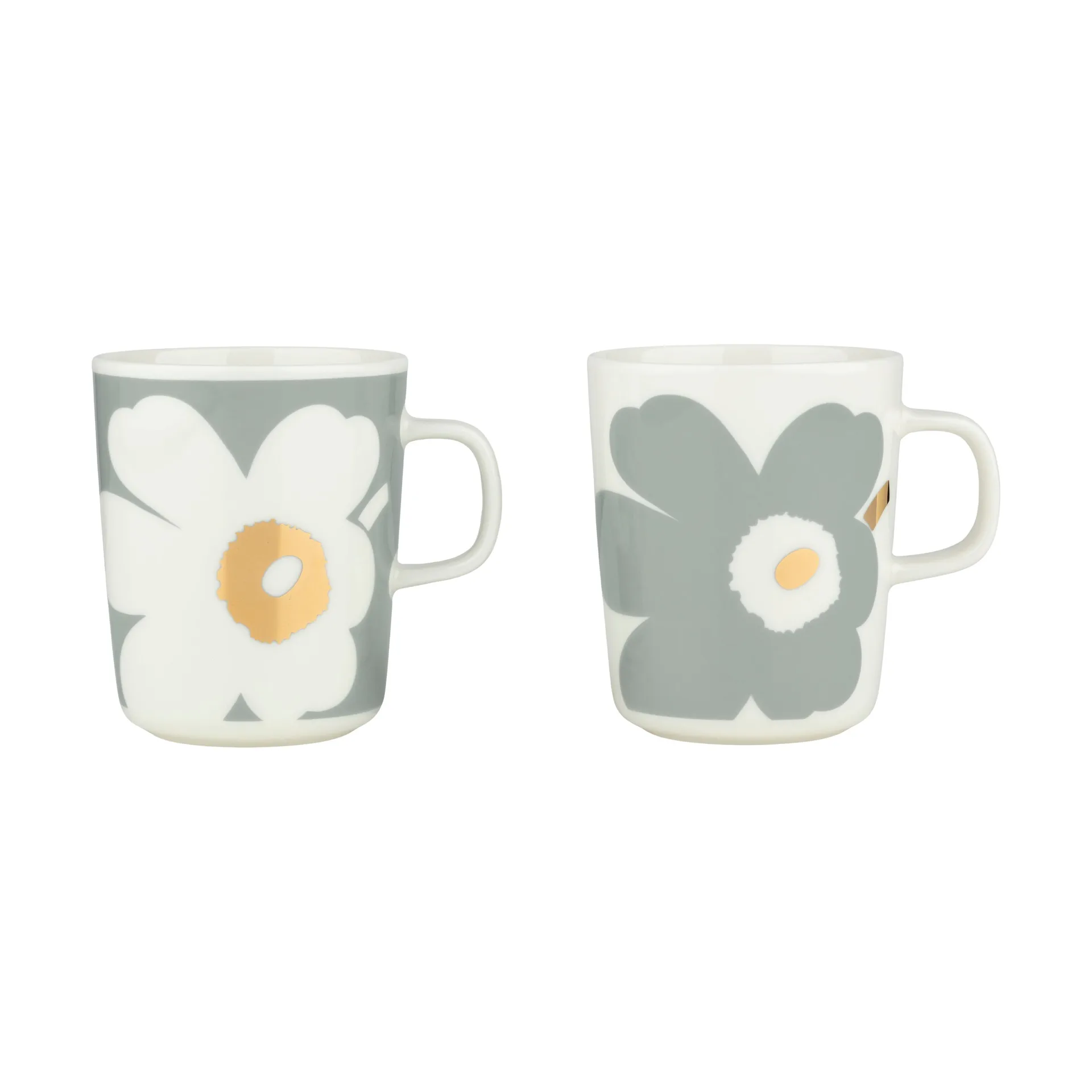 Unikko 60-Jahre Jubiläum Tasse 25 cl 2er-Set, White-light grey-gold Marimekko