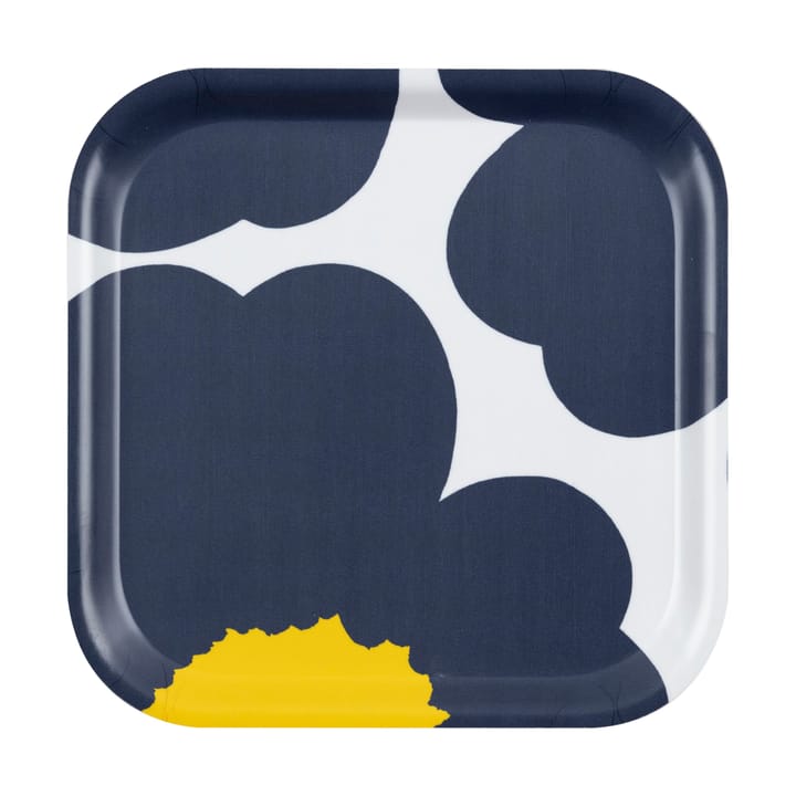 Unikko 60-Jahre Jubiläums-Tablett 20x20 cm, White-d. blue-yellow Marimekko