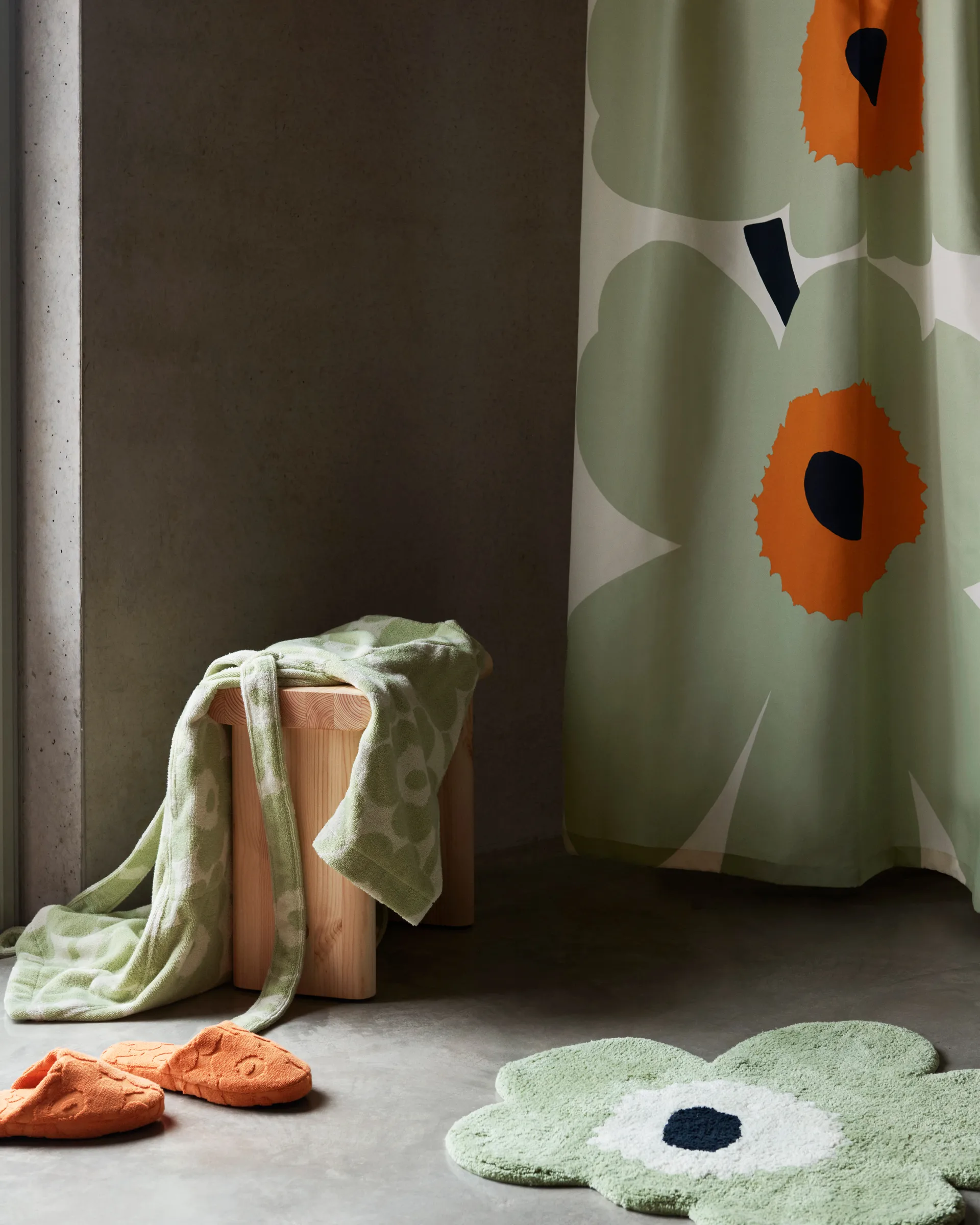 Unikko Bademantel, Off white-sage, XL Marimekko