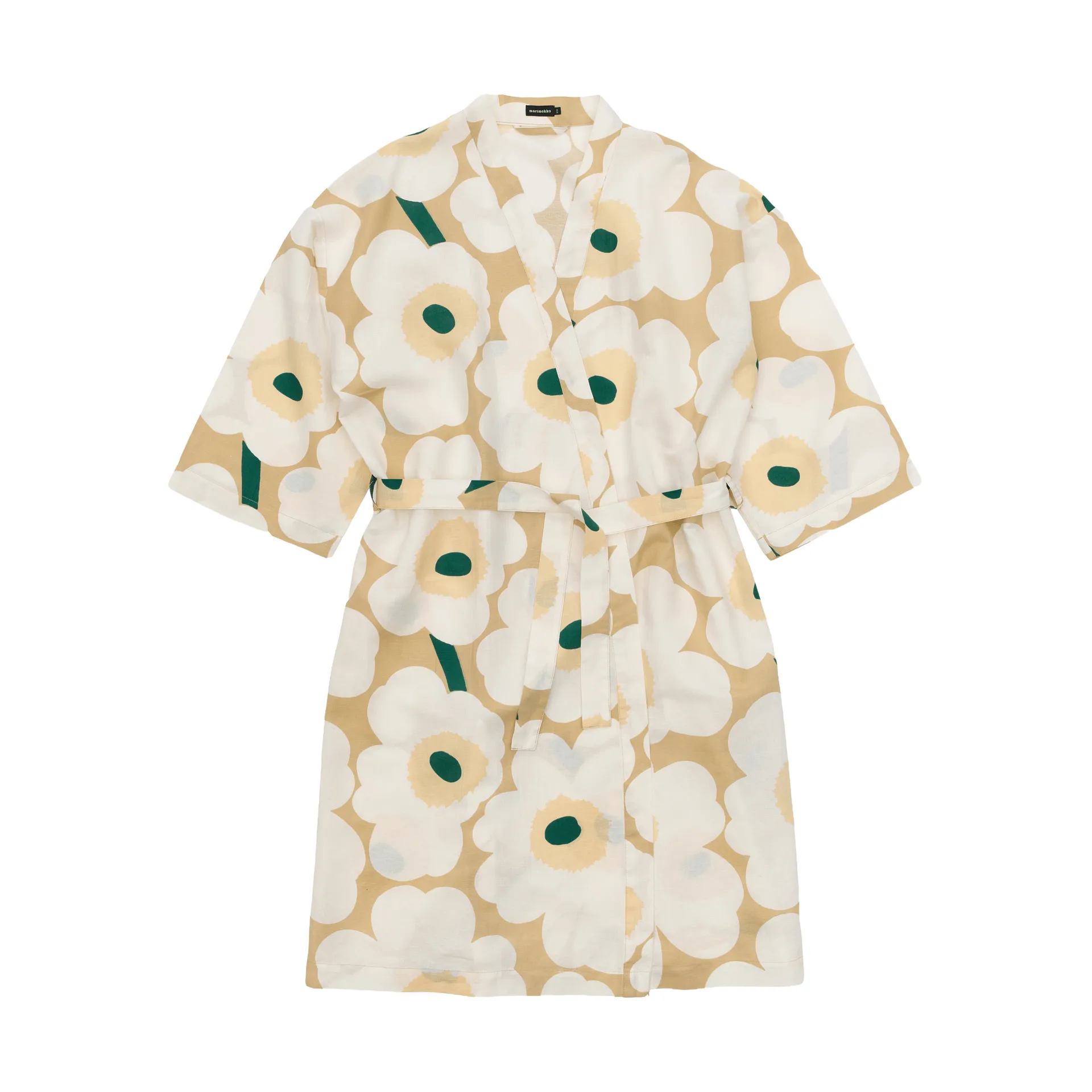 Unikko Bademantel S/M, Sand-off white-hay-emerald Marimekko