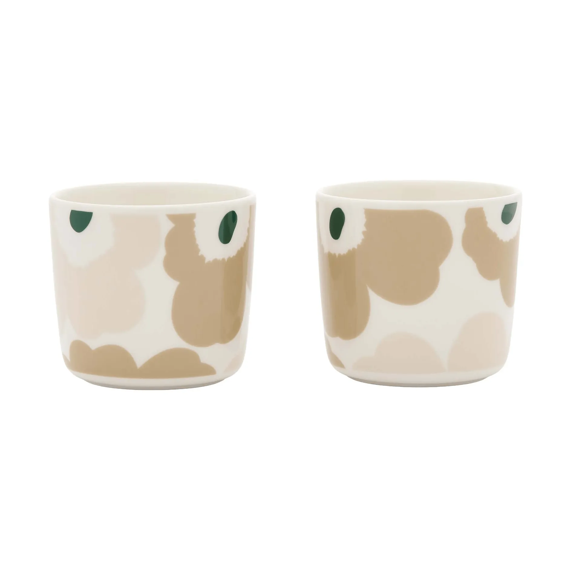 Unikko Becher ohne Henkel, 2-teilig, White-hellsand-Beige-Dunkelgrün, 20 cl Marimekko