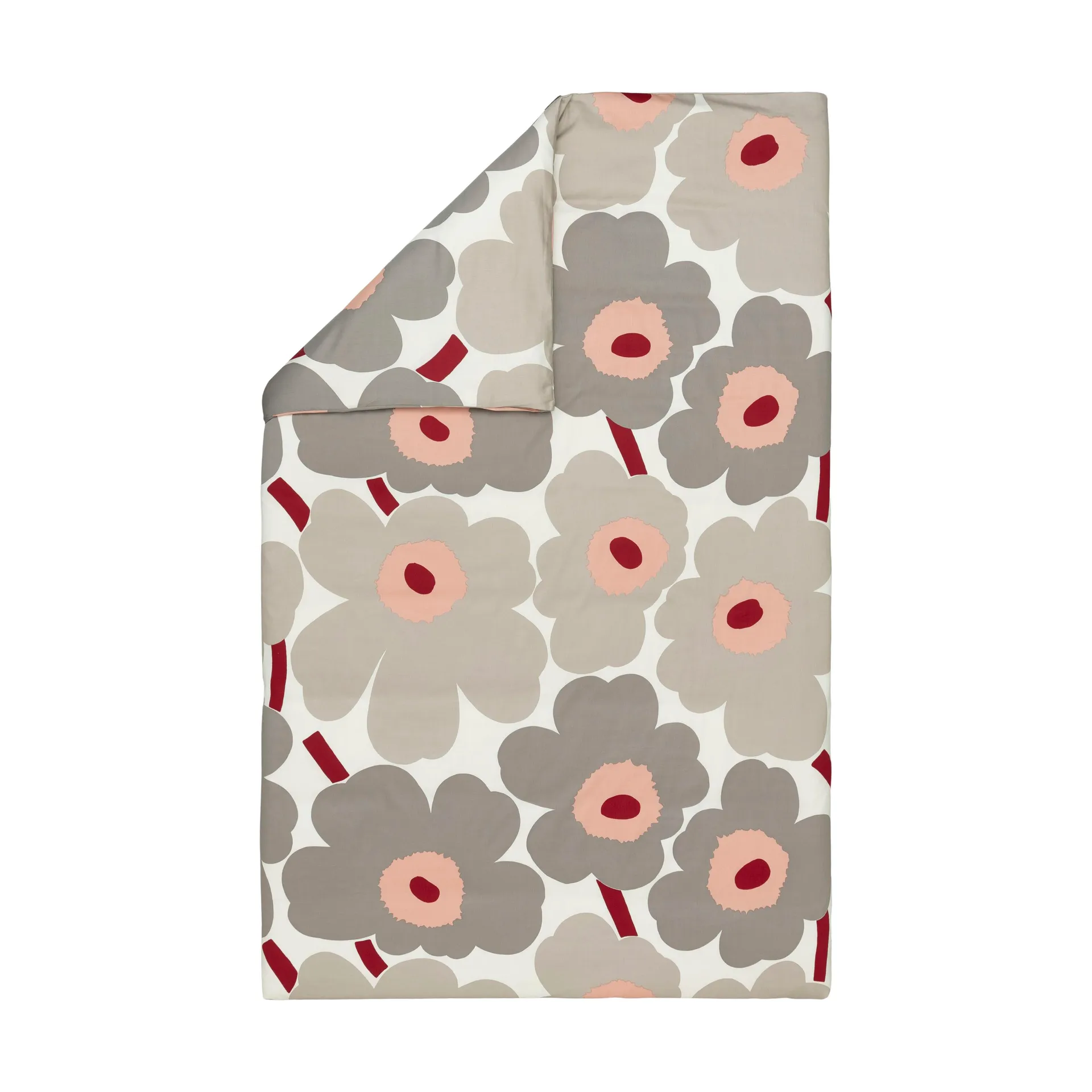 Unikko Bettbezug Satin 150x210 cm, Off white-warm grey-pink Marimekko