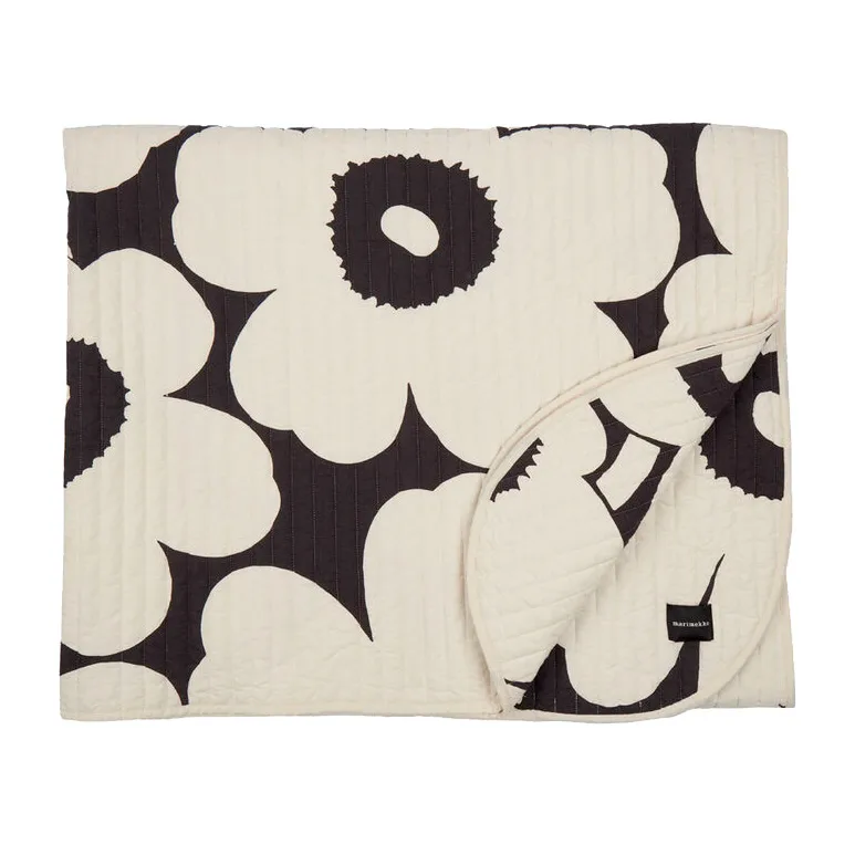 Unikko Bettlaken 160 x 260cm, Charcoal, off white Marimekko