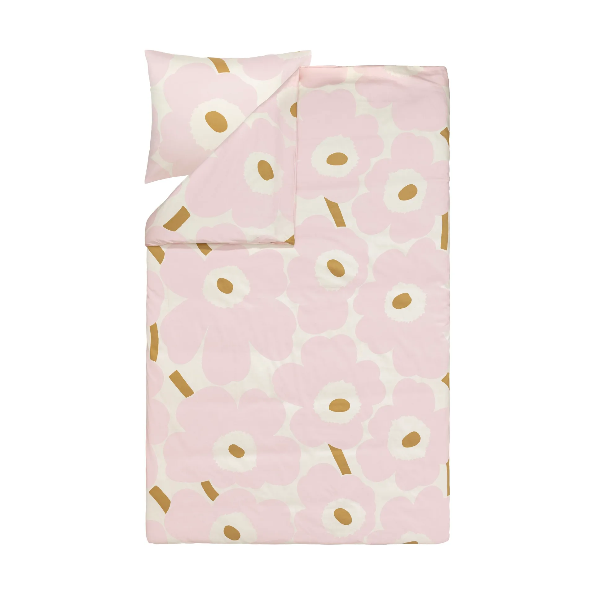 Unikko Bettwäsche-Set 150x210 cm+50x60 cm, White-light pink-beige Marimekko