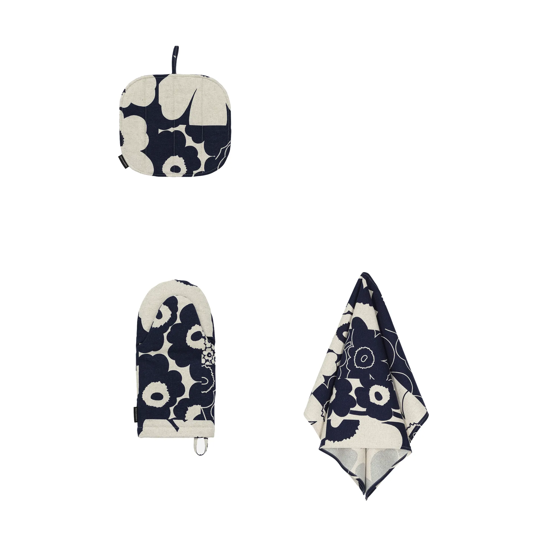 Unikko Collage Küchentextilien 3 Teile, Linen-dark blue Marimekko