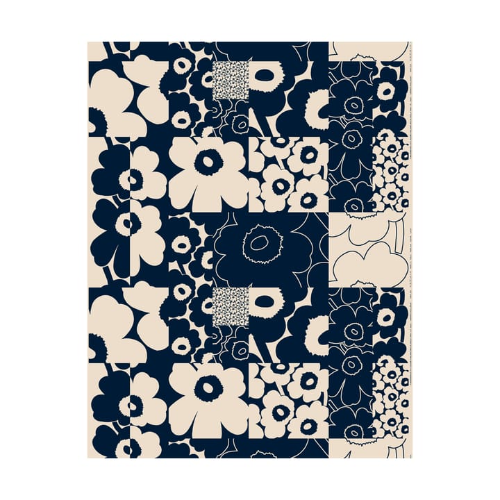 Unikko Collage Stoff Baumwolle-Leinen, Linen-dark navy Marimekko