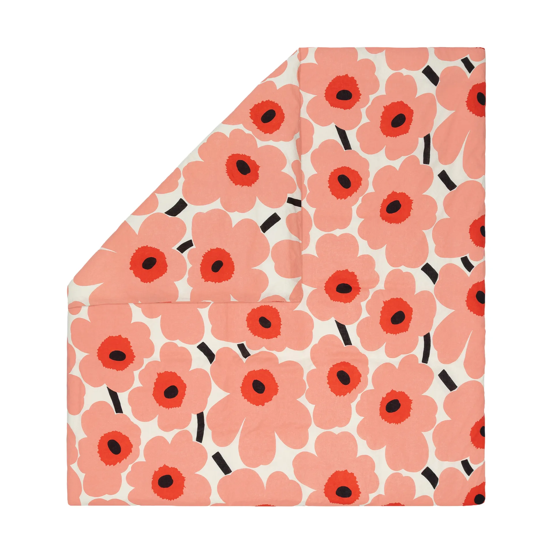 Unikko Deckenbezug 220x240cm, Off white-coral-orange red-charcoal Marimekko