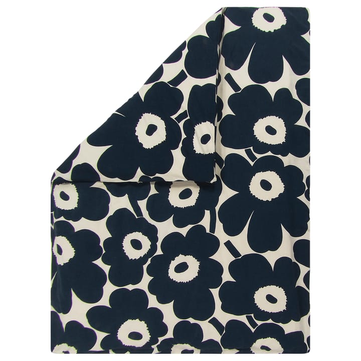 Unikko Deckenbezug Baumwoll-Leinen 150 x 210cm - Naturweiß-dunkelblau - Marimekko