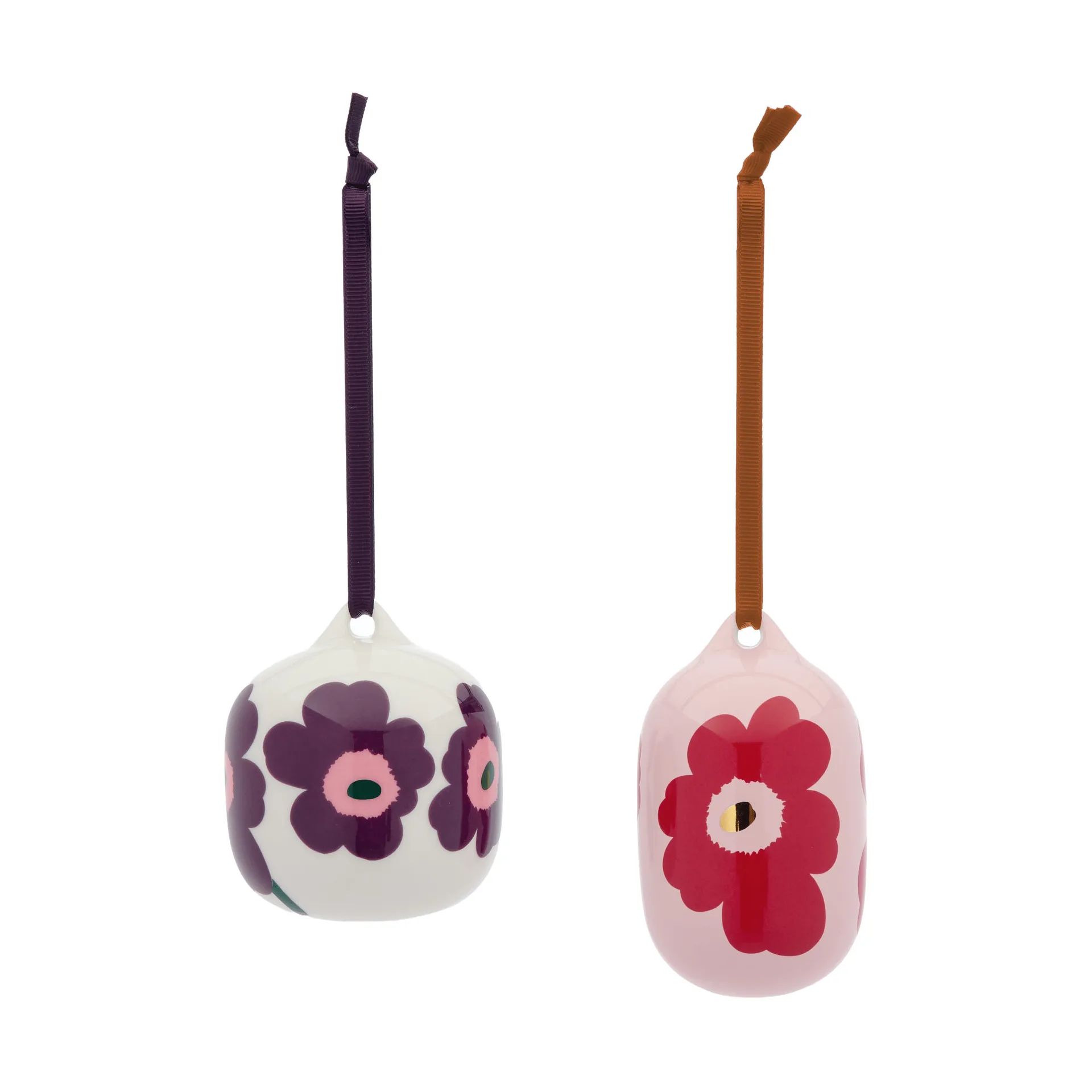 Unikko Dekorationsanhänger, Pink-cranberry-weiß-pflaume, 2-teilig Marimekko