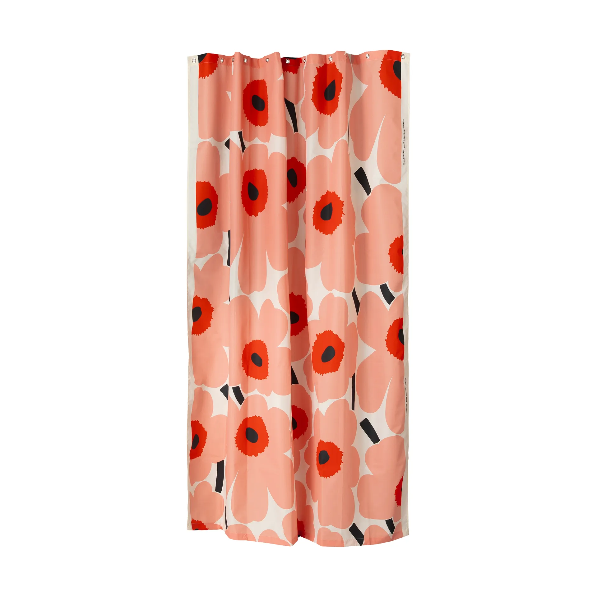 Unikko Duschvorhang, Offwhite-coral-red-charcoal Marimekko