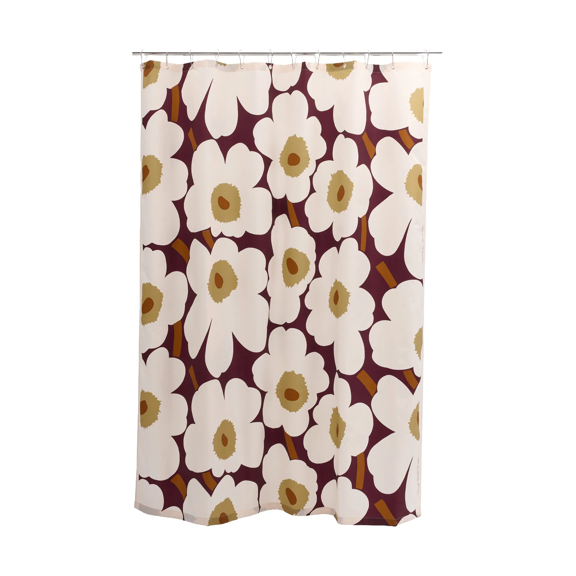 Unikko Duschvorhang, Pflaume-Rosa-Ulmenholz-Toffee Marimekko