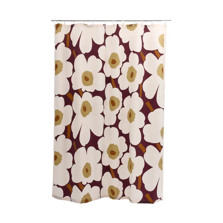 Unikko Duschvorhang - Pflaume/Beige/Ocker/Braun - Marimekko