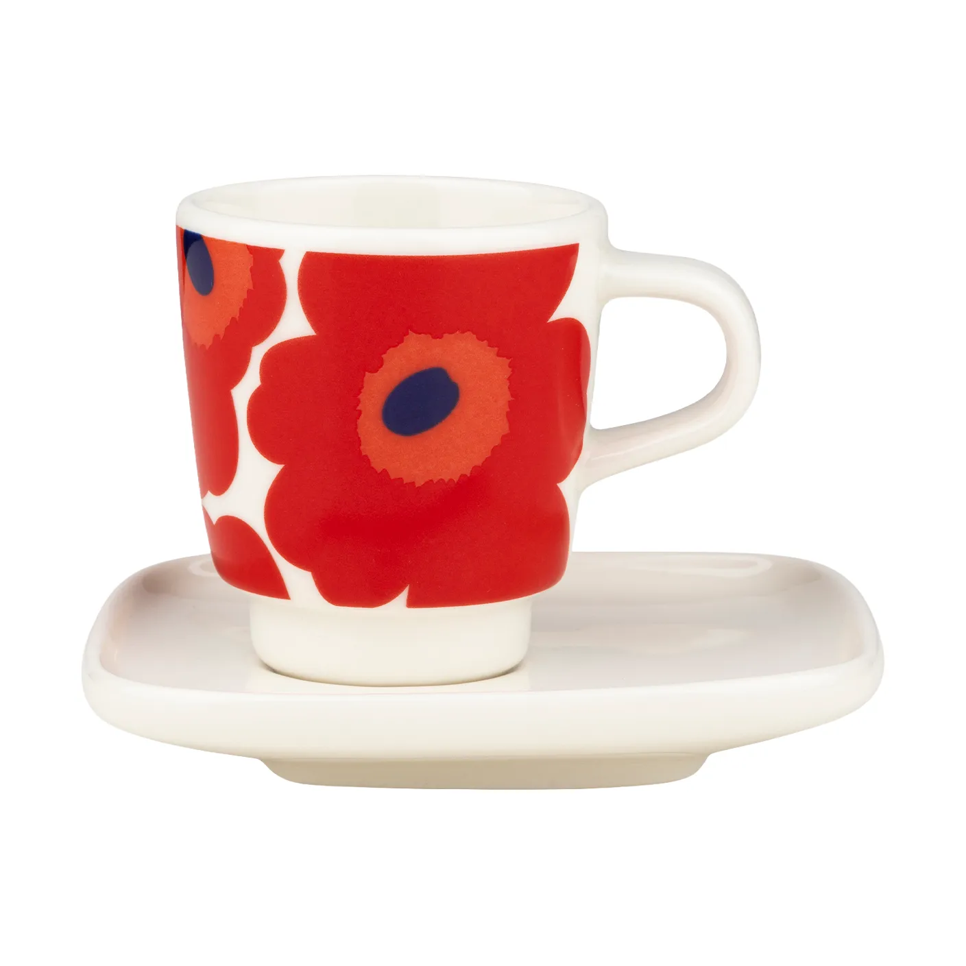 Unikko Espressotasse mit Untertasse 2-teilig, White-red-blue Marimekko