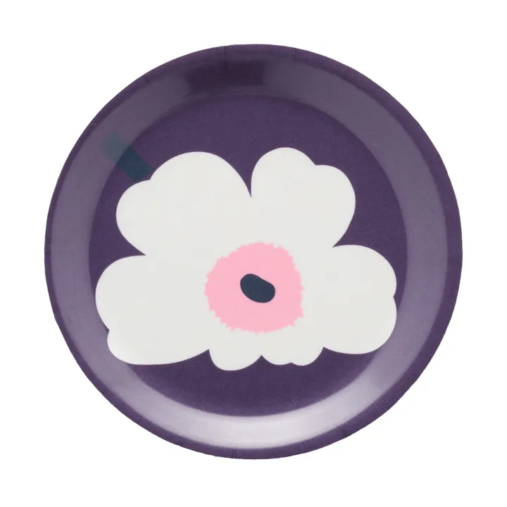 Unikko Glasuntersetzer - Pflaume-Weiß-Rose, Ø11 cm - Marimekko