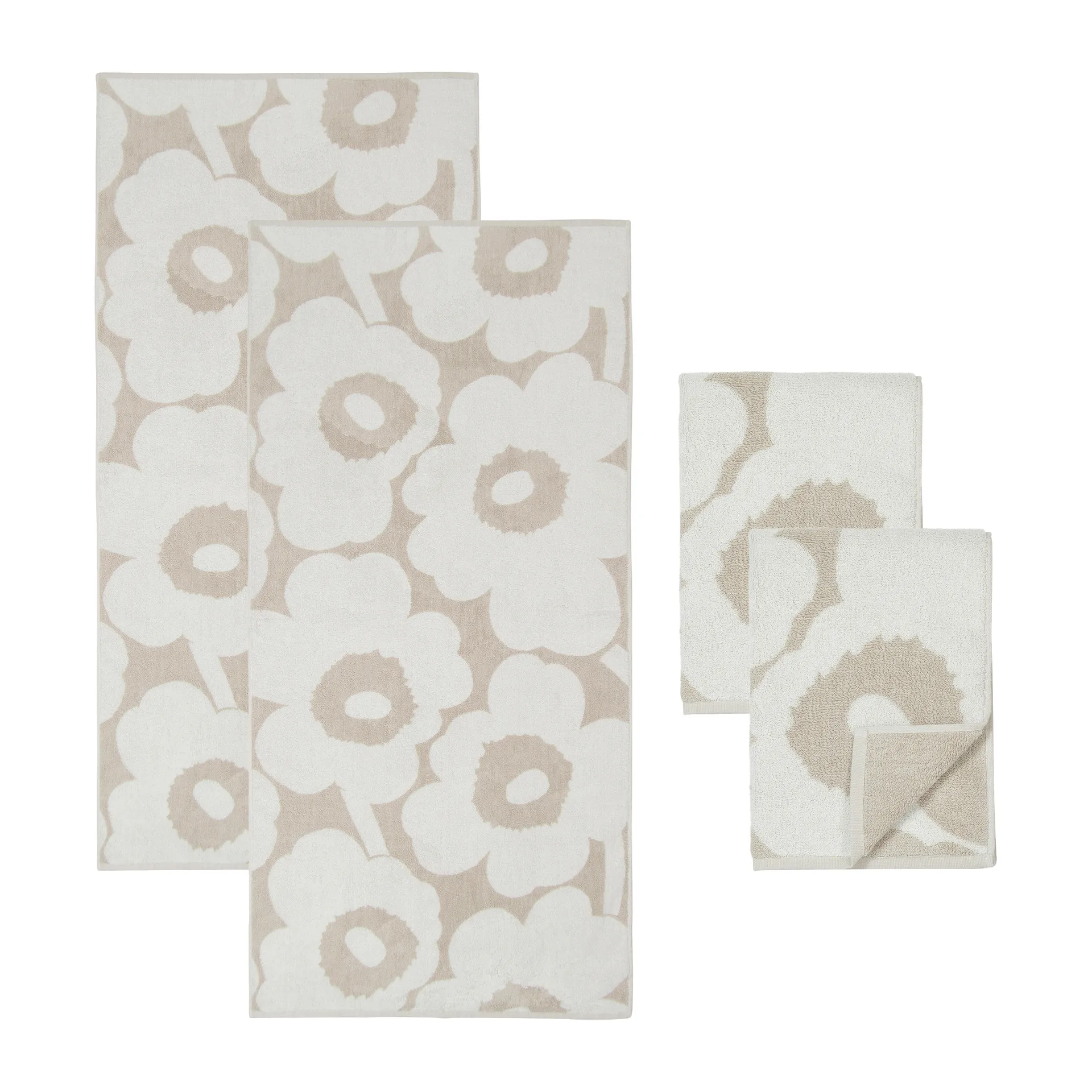 Unikko Handtuch-Set, Beige-Weiß Marimekko