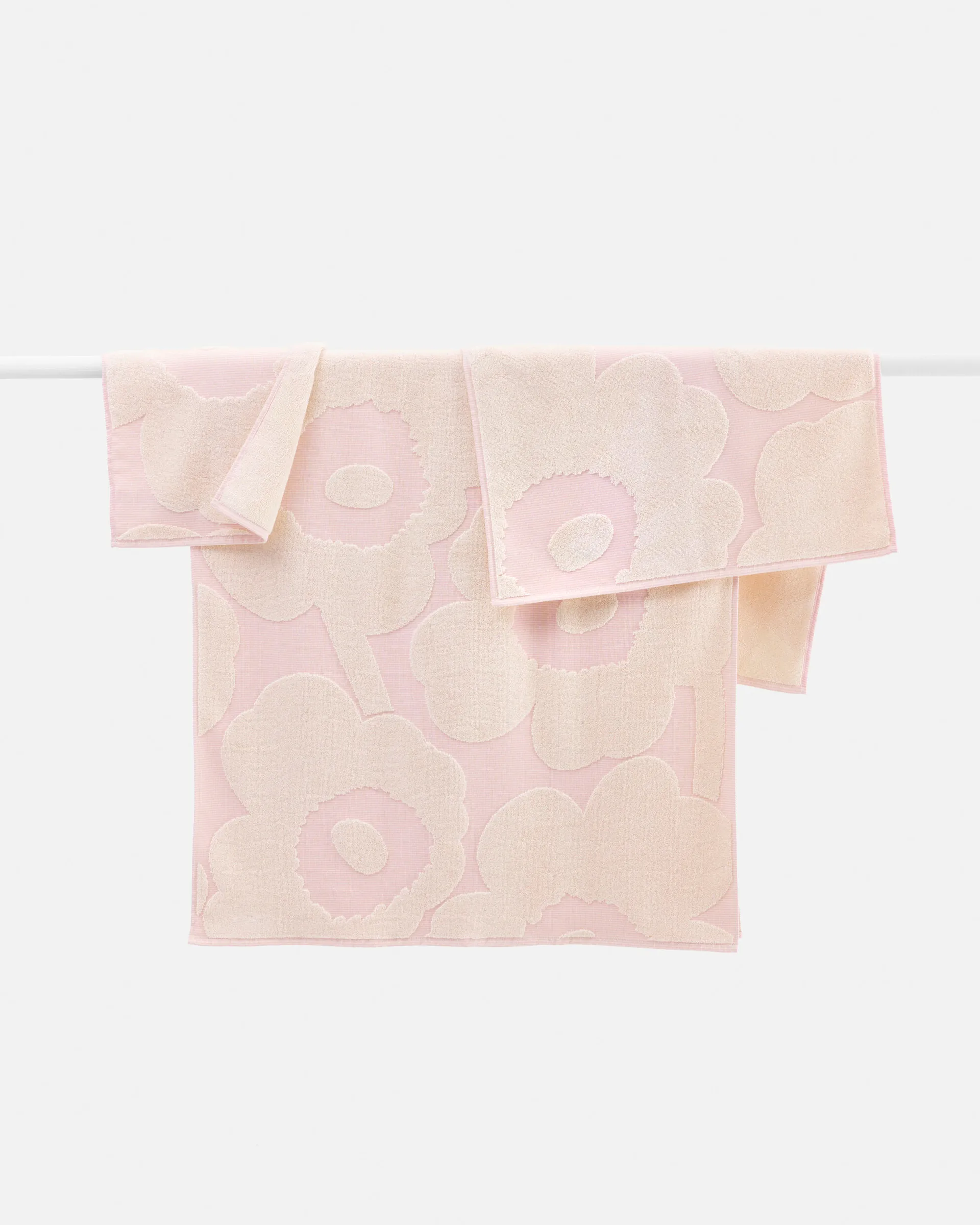 Unikko Handtuchset 3-teilig, White-light pink Marimekko