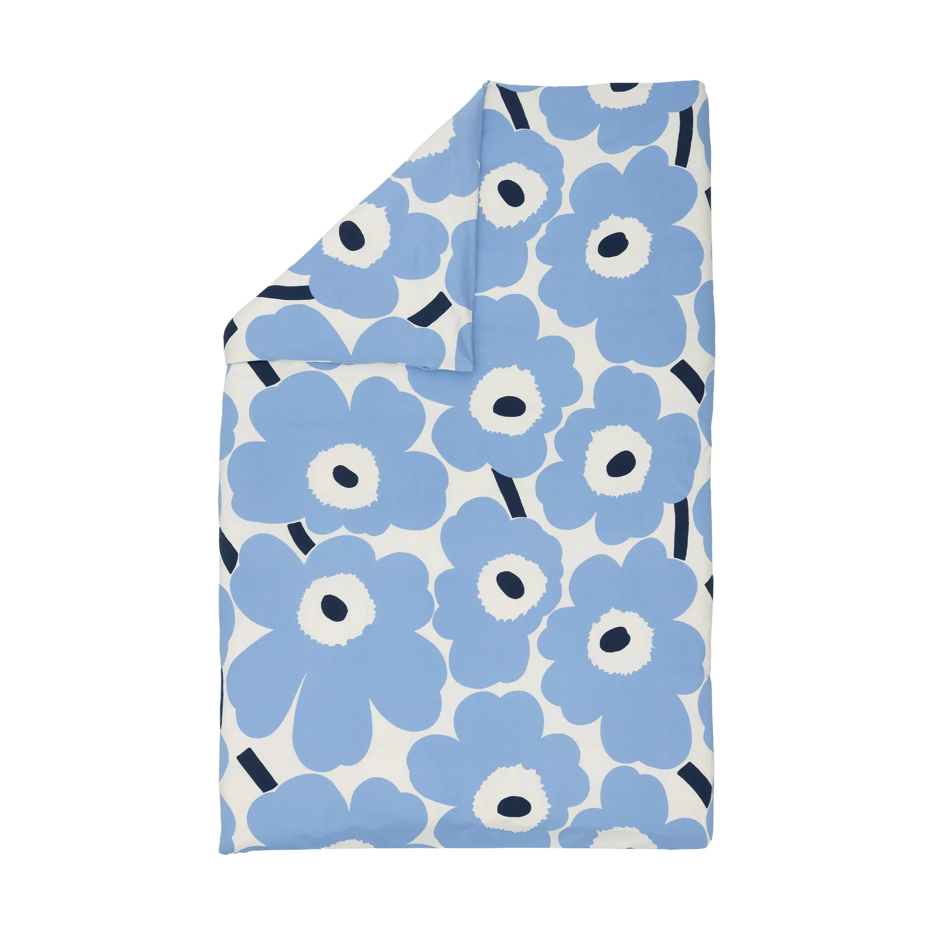 Unikko Jersey Bettbezug, Off white, light blue, navy, 150x210 cm Marimekko