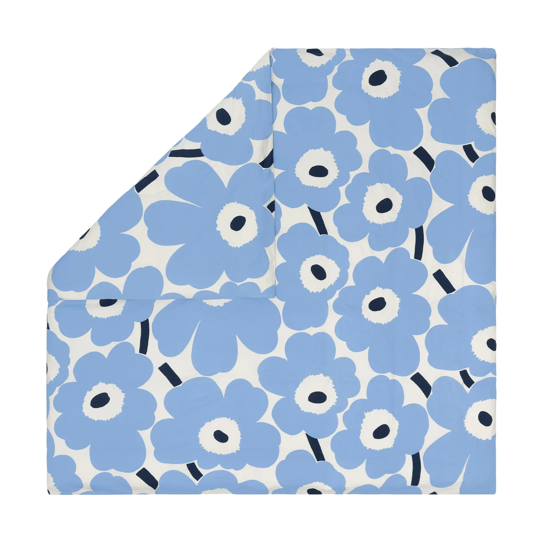 Unikko Jersey Bettbezug, Off white, light blue, navy, 240x220 cm Marimekko