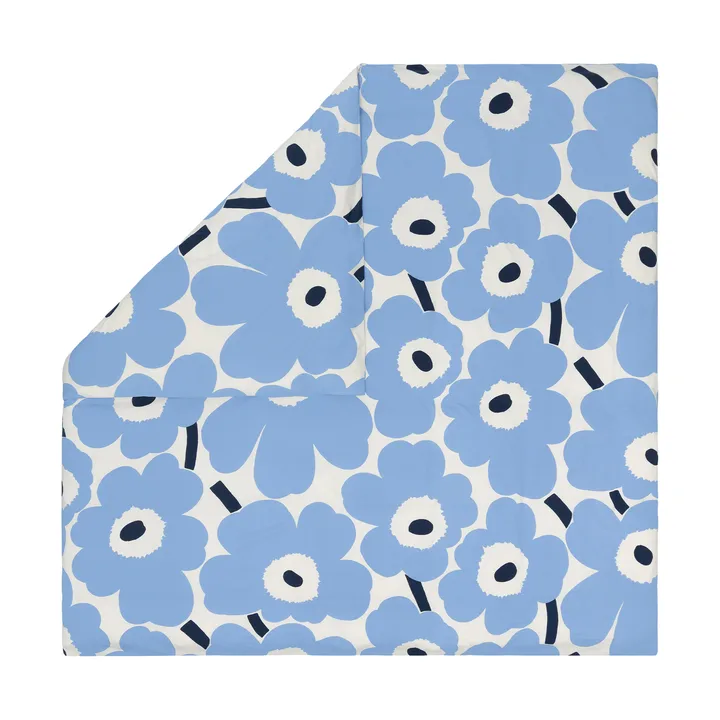 Unikko Jersey Bettbezug - Off white, light blue, navy, 240x220 cm - Marimekko