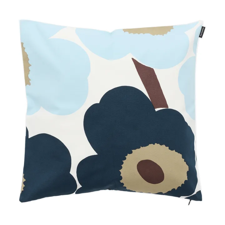 Unikko Kissenbezug 50x50 cm - Weiß-blueberry-cold blue-Dunkelbraun - Marimekko