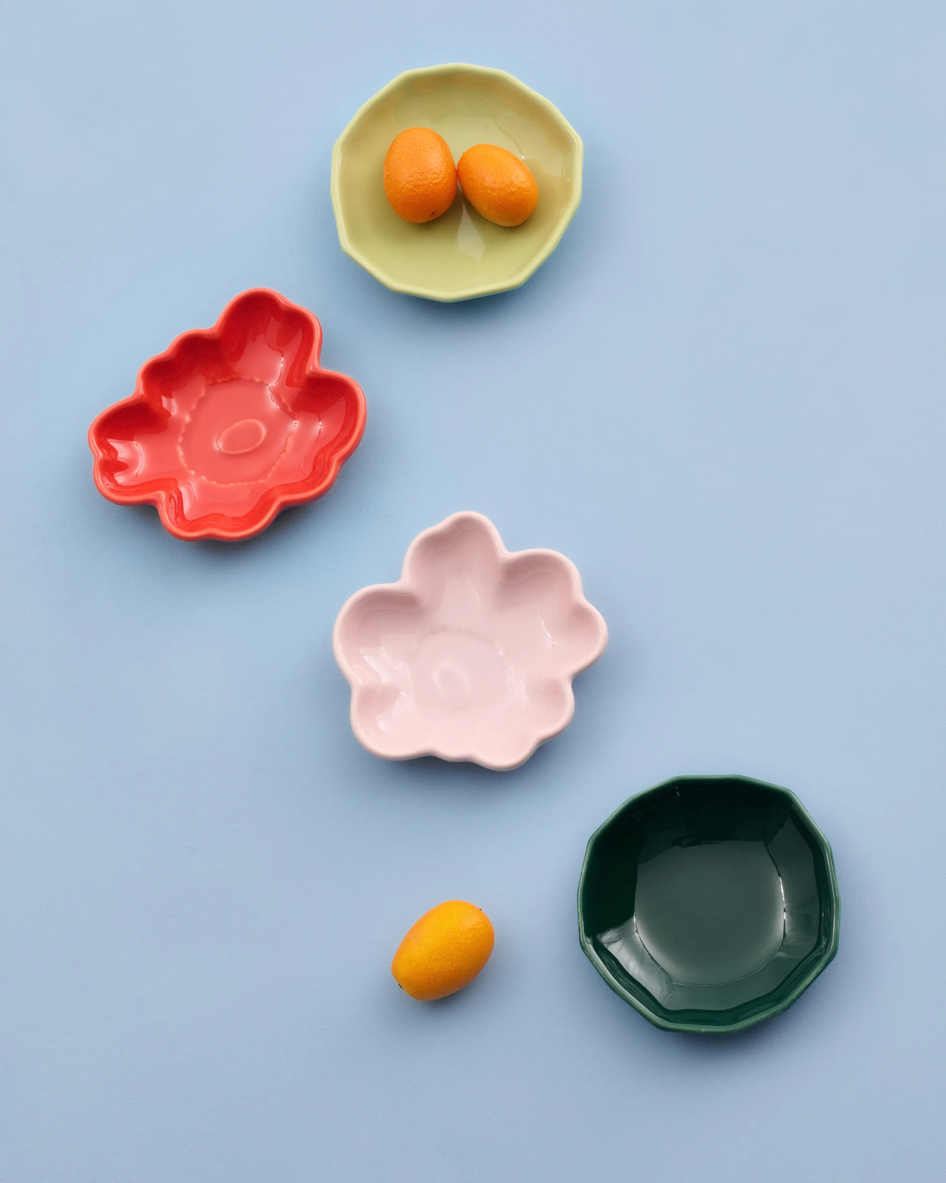 Unikko & kivet shape Teller 4-teilig, Pink-pear-red-dark green Marimekko