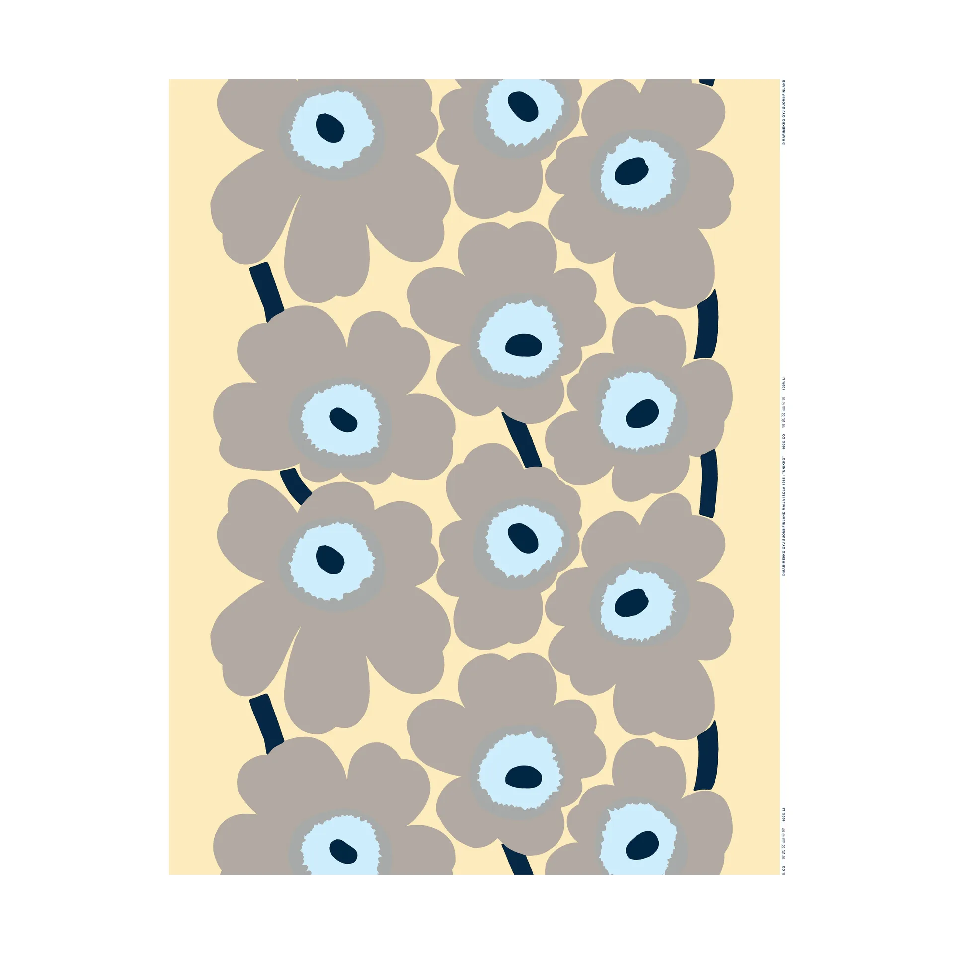 Unikko Leinenstoff, Sand-grey-pale blue Marimekko