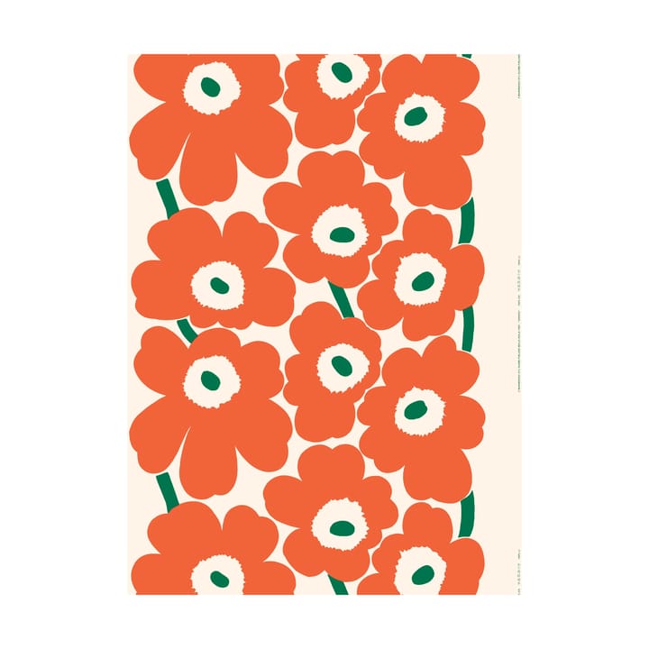 Unikko Outdoor Stoff - Off White-Orange-Green - Marimekko