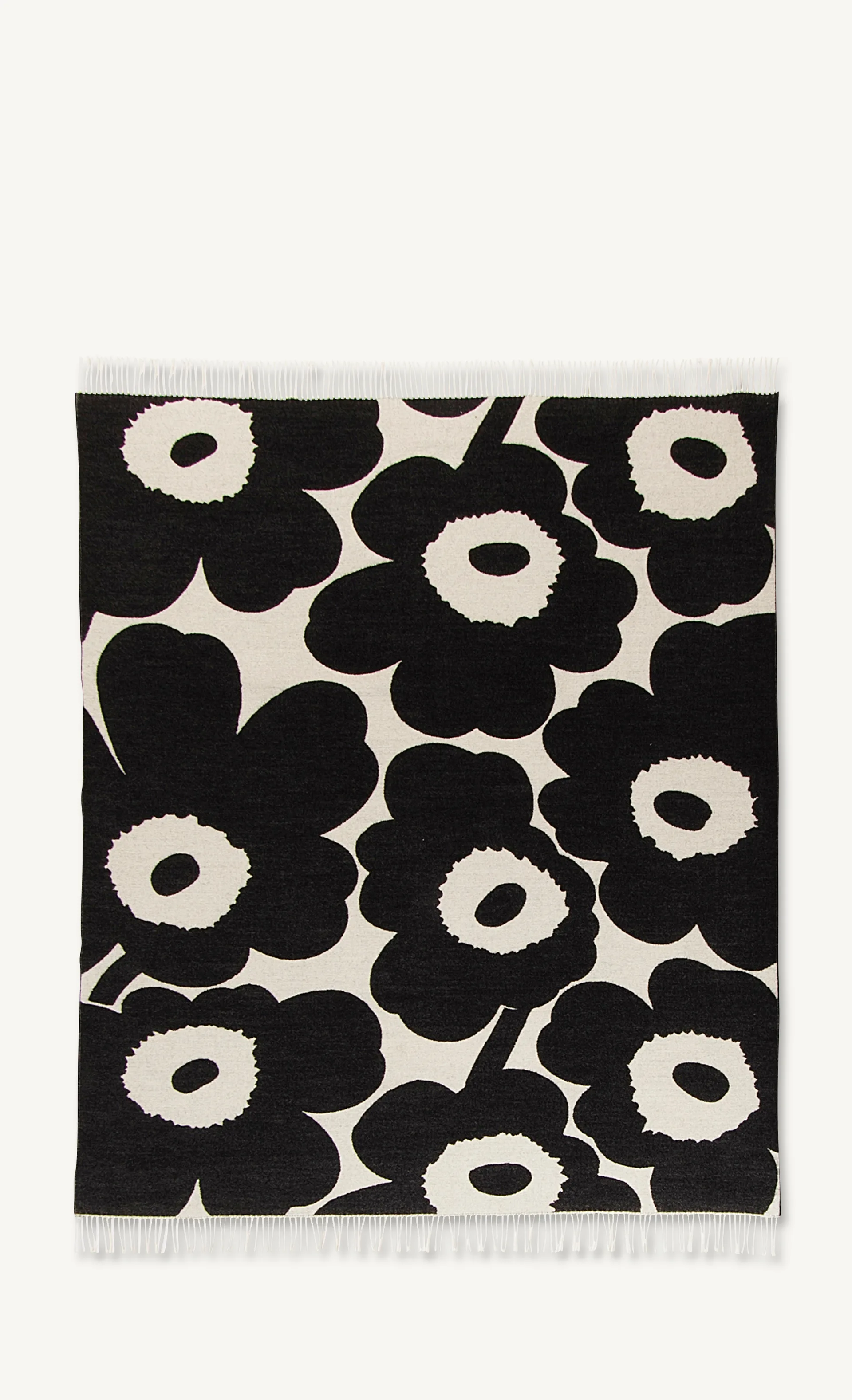 Unikko Plaid 130x180 cm, Weiß-schwarz Marimekko