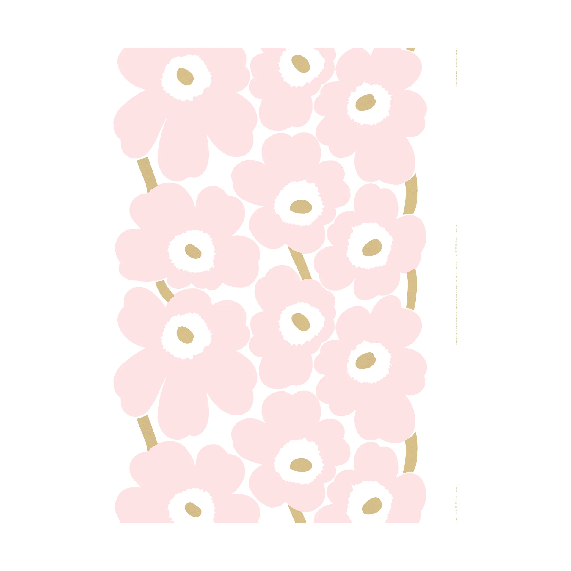 Unikko Satinstoff, White-Light pink-gold Marimekko