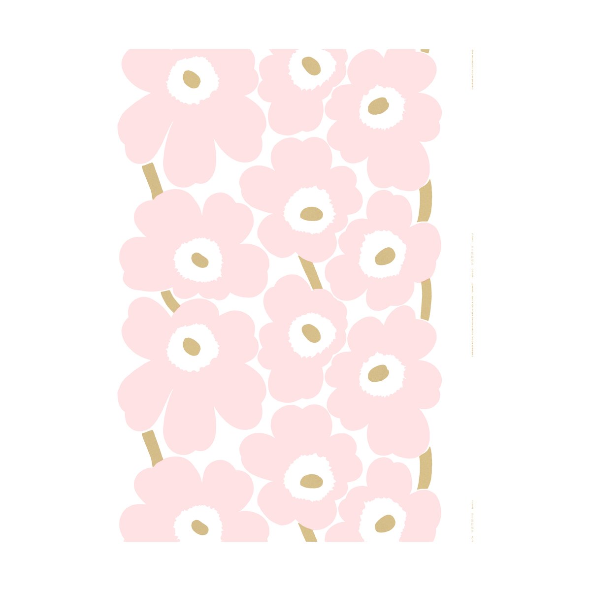 Marimekko Unikko Satinstoff White-Light pink-gold