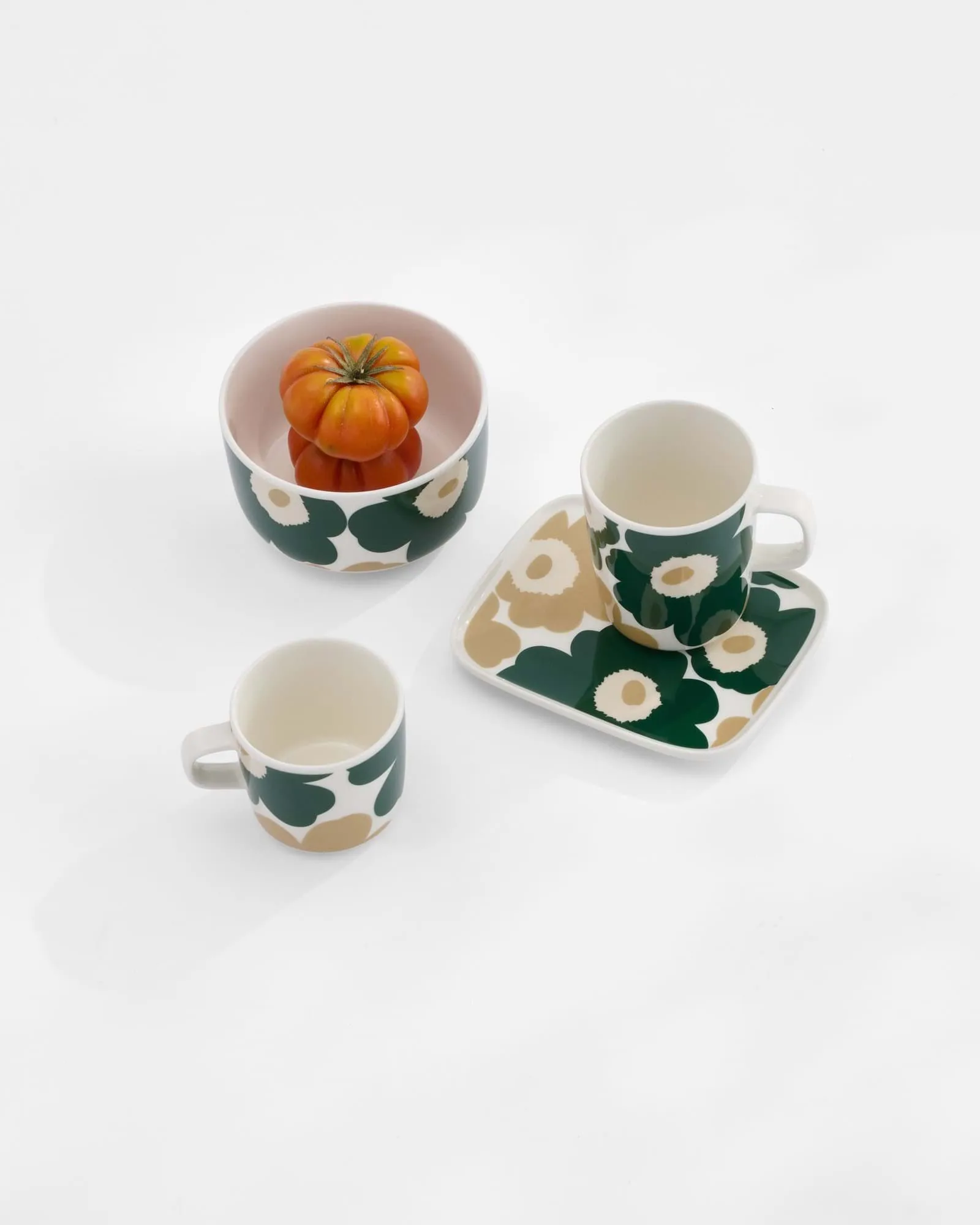 Unikko Schale 5dl, White-dark green-beige-light sand Marimekko