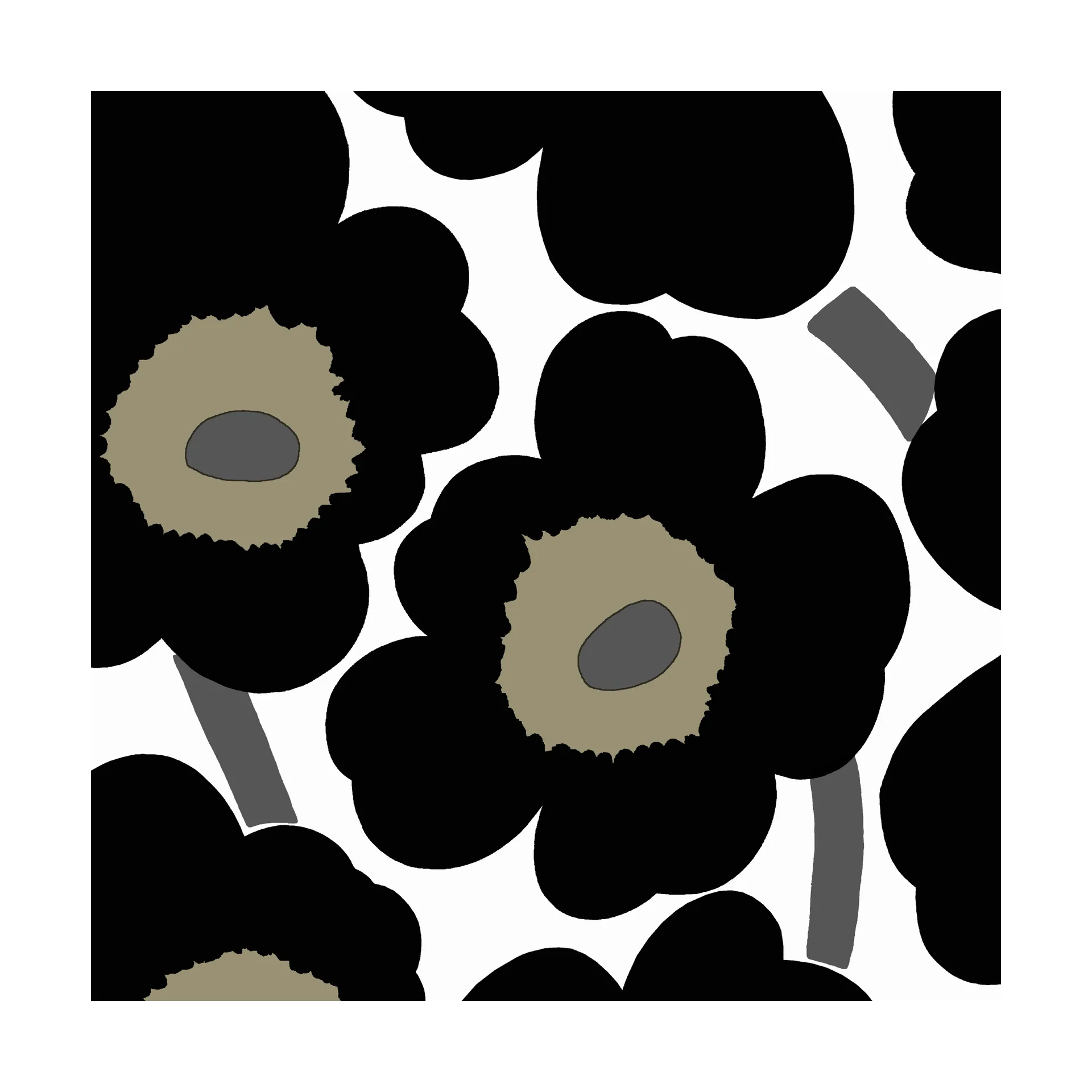 Unikko Serviette 33x33cm 20er Pack, Black-White Marimekko