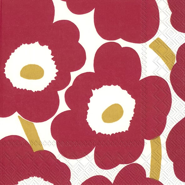 Unikko Serviette 33x33cm 20er Pack - Red-Gold - Marimekko