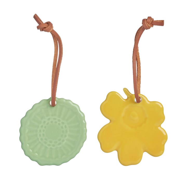 Unikko Siirtolapuutarha Osteranhänger 2er Pack - Gelb-Mint - Marimekko