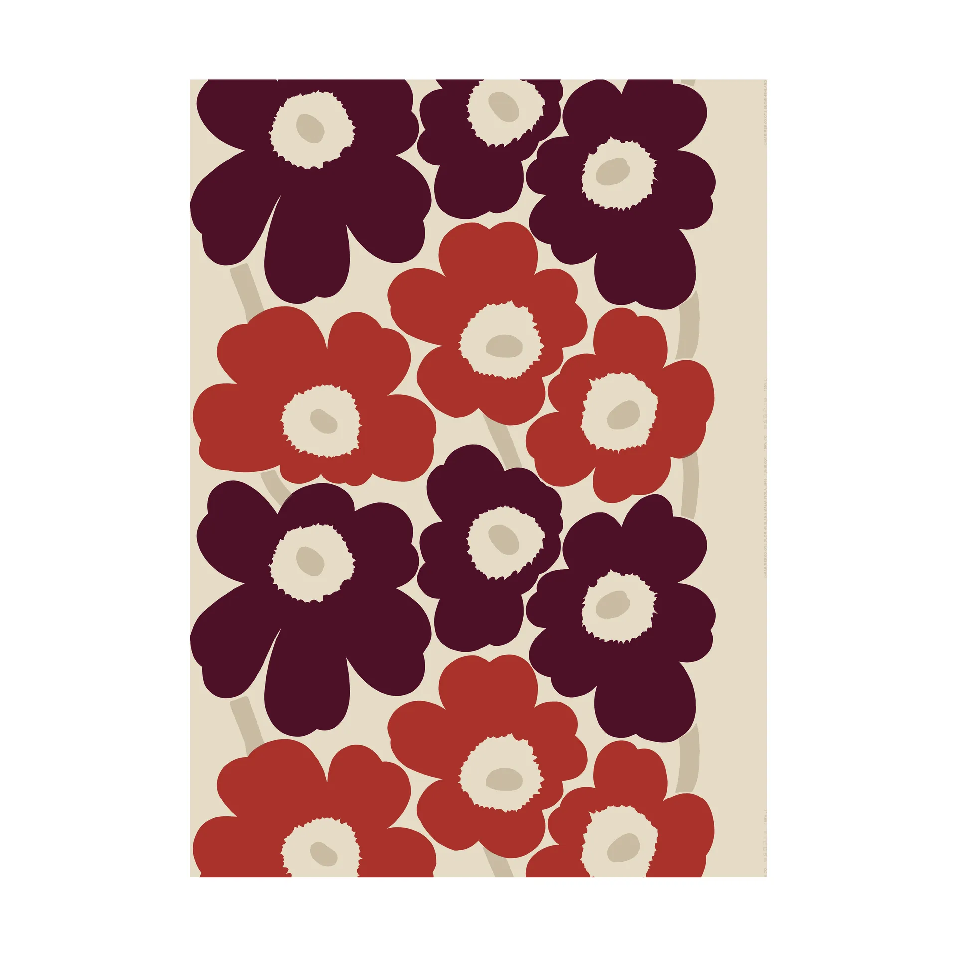 Unikko Stoff Baumwolle-Leinen, Linen-red Marimekko