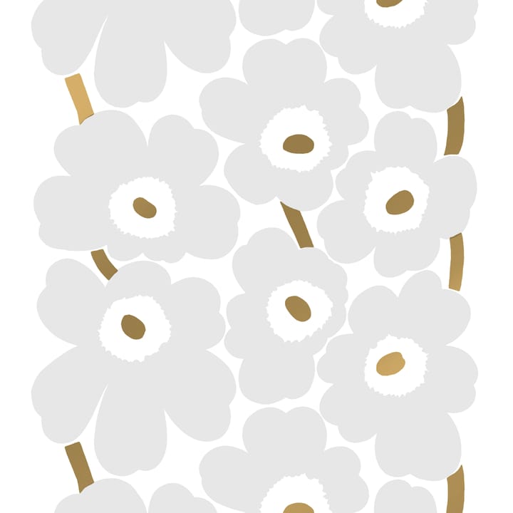 Unikko Stoff Baumwollsamt - Weiß-grau-gold - Marimekko