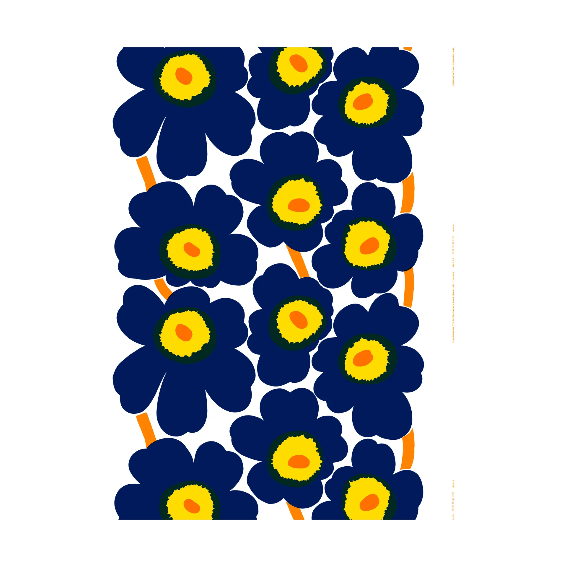 Unikko Stoff dunkelblau, Dunkelblau-gelb

 Marimekko