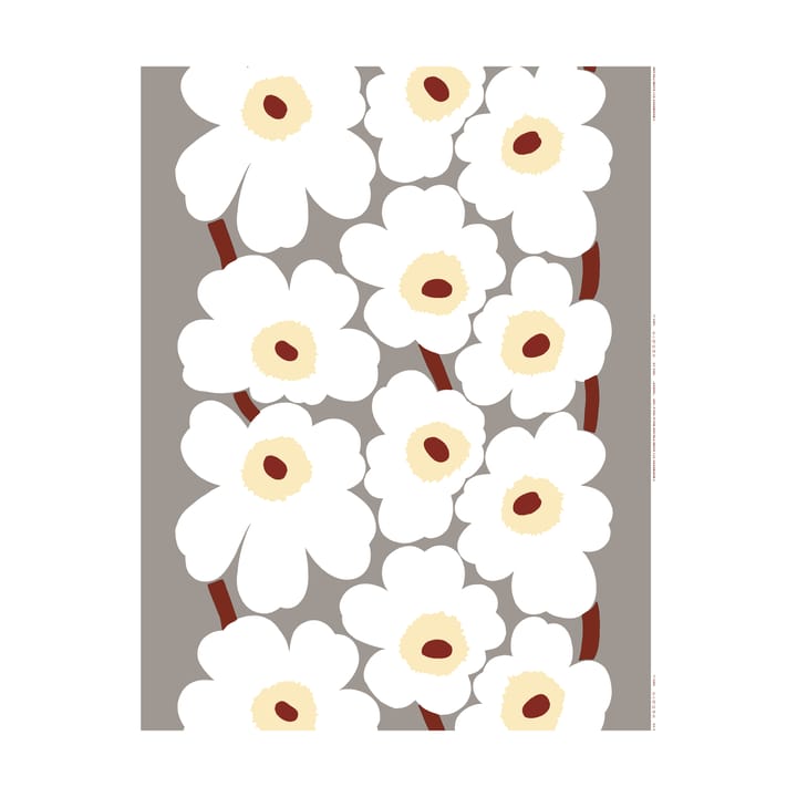 Unikko Stoff, L. grey-white-d. red-butter Marimekko