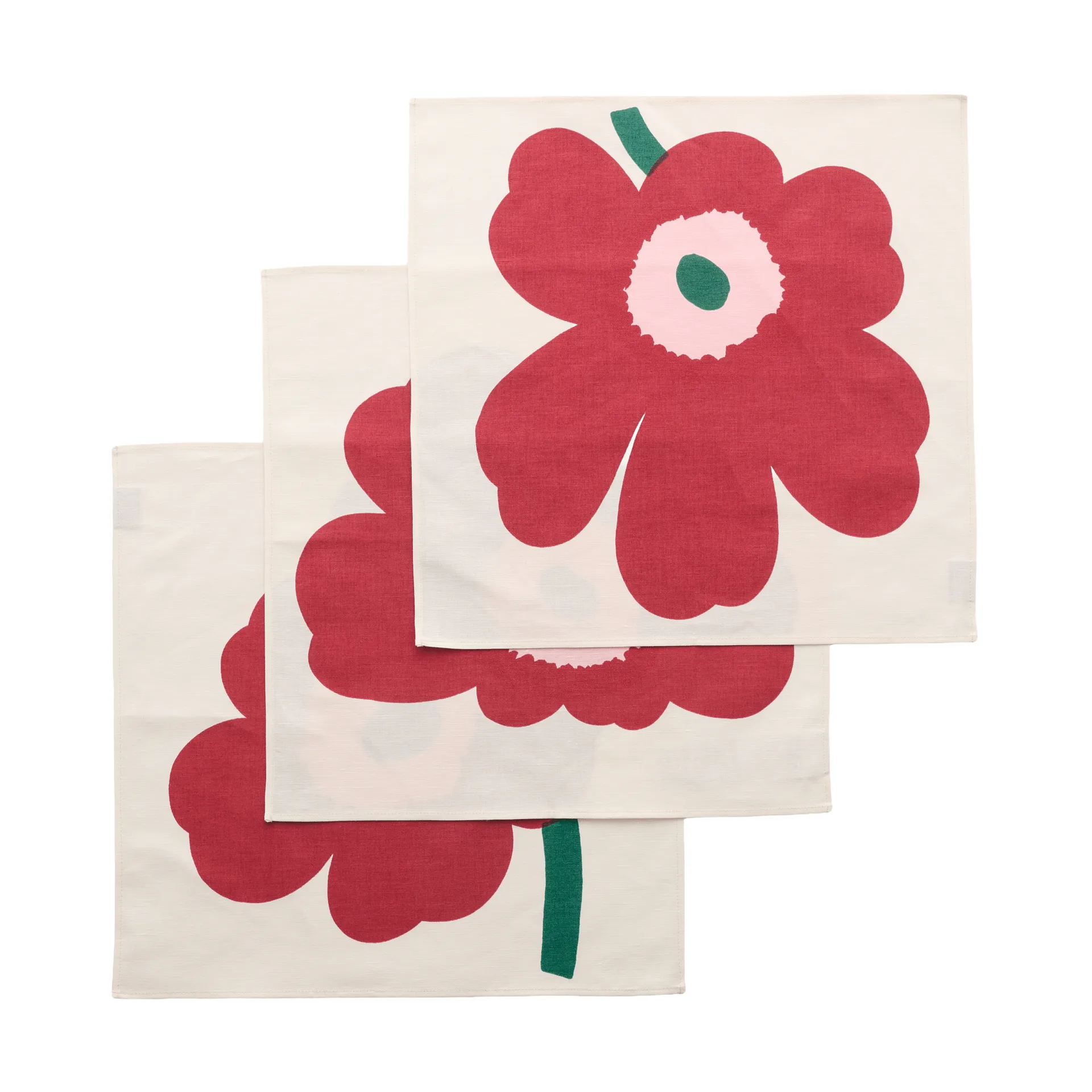 Unikko Stoffserviette, Off white-Cranberry-Rose, 45x45 cm, 3er-Pack Marimekko