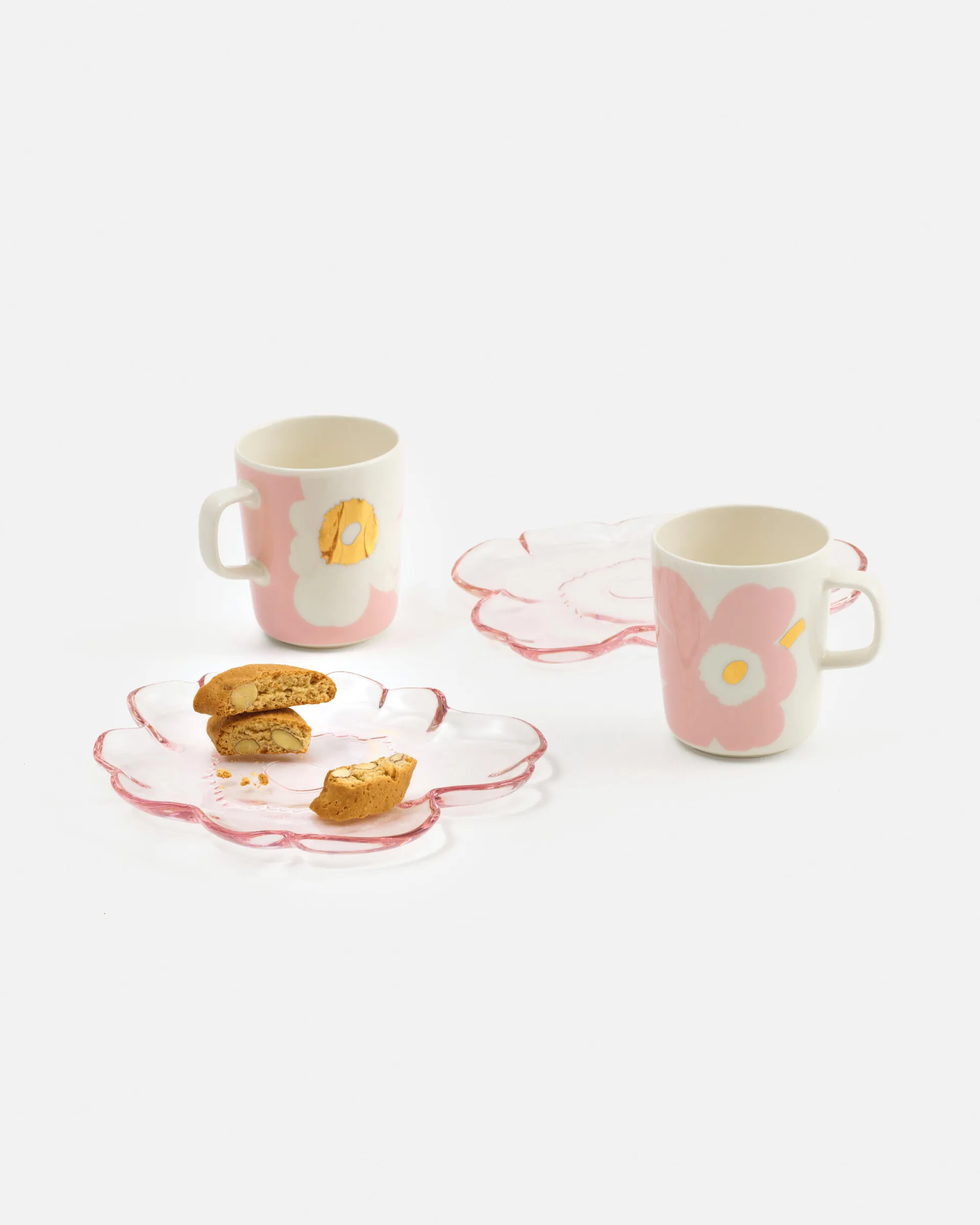 Unikko Tasse 2,5 dl 2er-Pack, White-Light pink-gold Marimekko