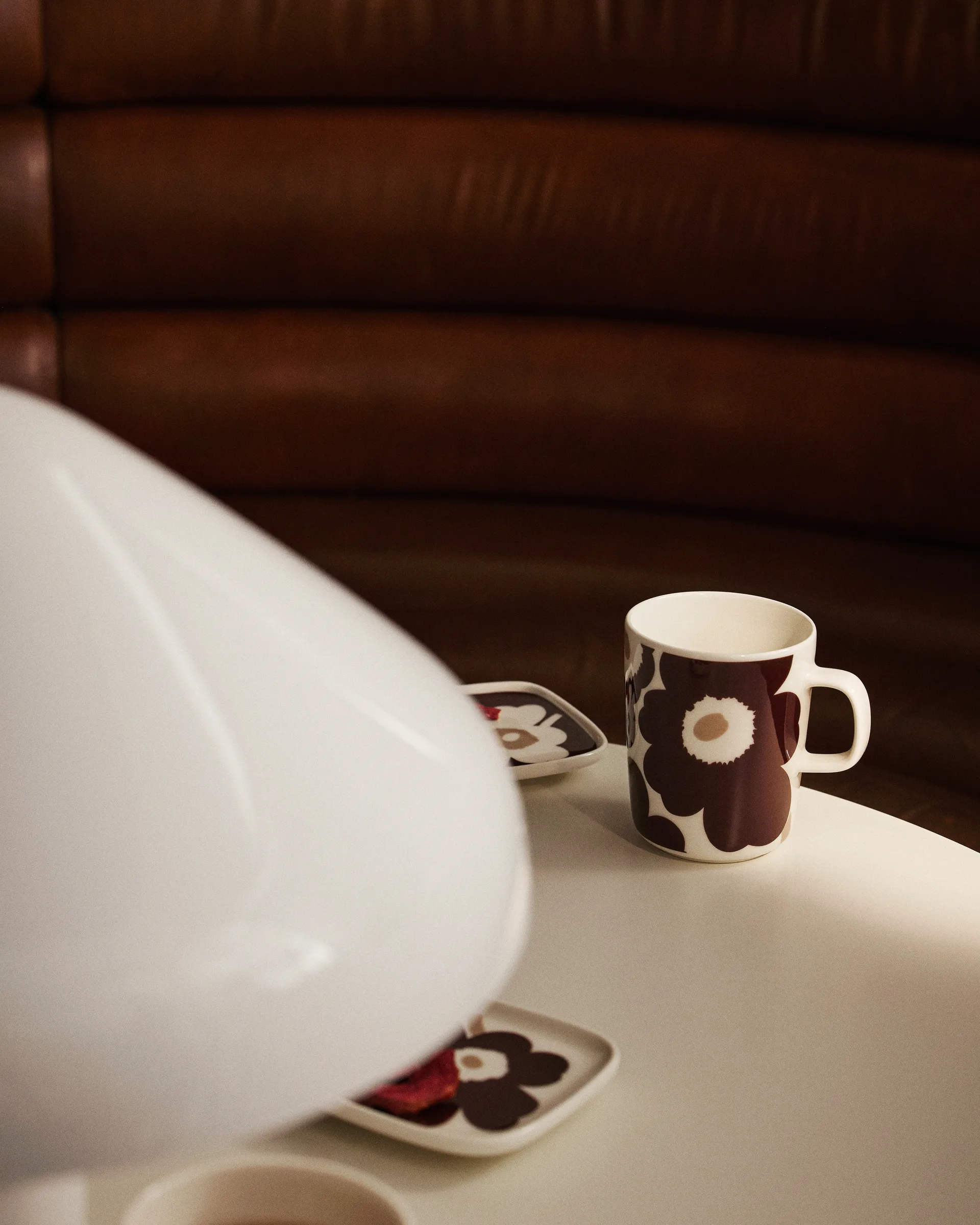 Unikko Teller 10x10cm 2er Pack, Weinrot-Weiß-Beige Marimekko