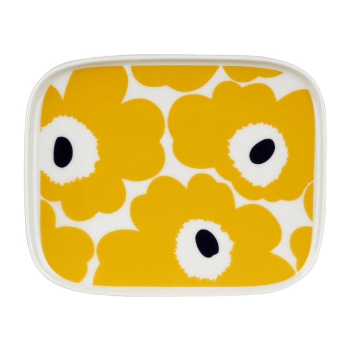 Unikko Teller 12 x 15cm - Weiß-gelb - Marimekko