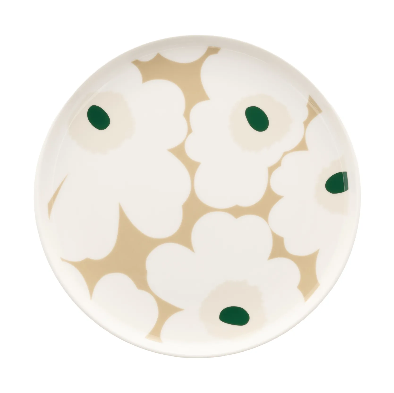 Unikko Teller Ø20 cm, White-beige-light sand-dark green Marimekko