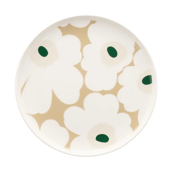 Unikko Teller Ø20 cm - White-beige-light sand-dark green - Marimekko
