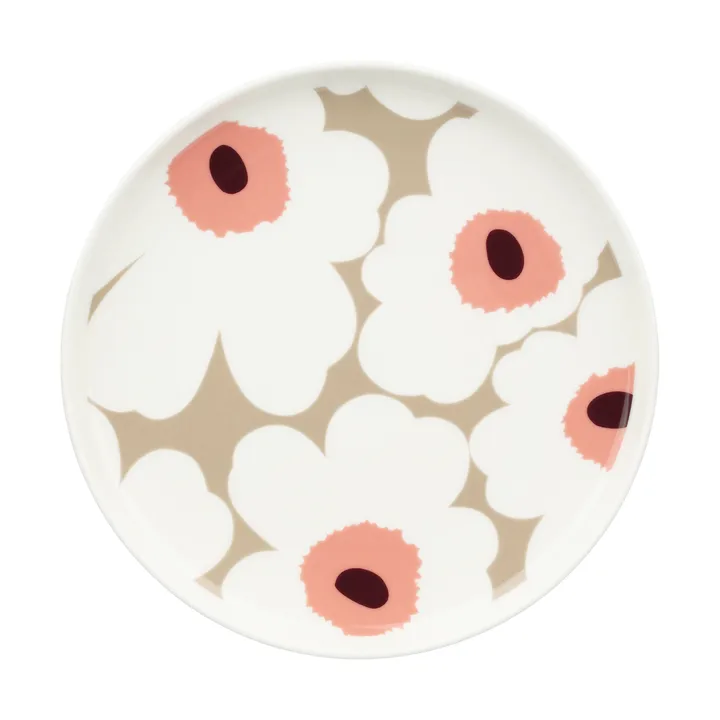 Unikko Teller Ø20 cm - White-clay-powder-dark wine - Marimekko